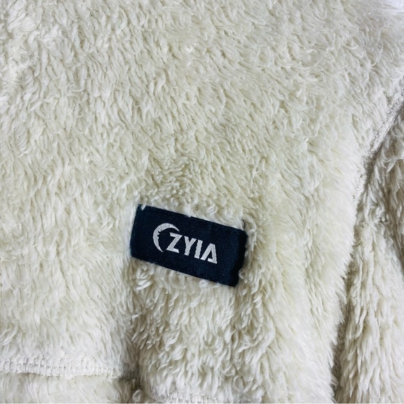 ZYIA Active Teddy 1/4 Zip Pocket Jacket Cream Size:XS - Picture 5 of 9